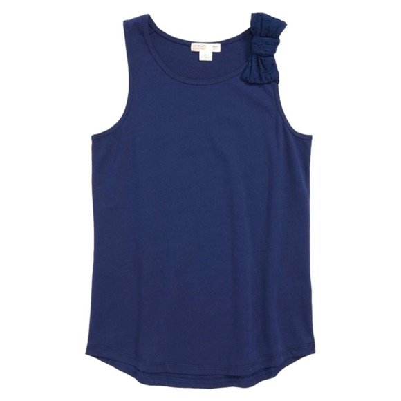 J. Crew Crewcuts Everyday Navy Blue Tank top with Eyelet Bow - Picture 1 of 12